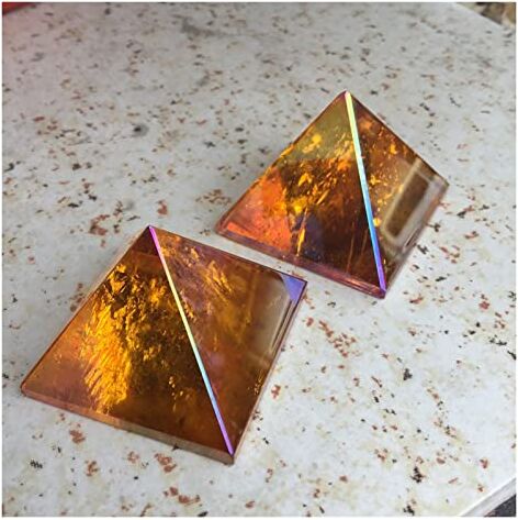 LABDIP decorazione della stanza Piramide di quarzo ambra naturale Aura Bacchetta a punta singola in cristallo di quarzo arancione Aura (Color : One Size)