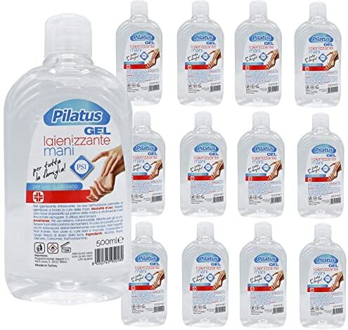 SMC 12 x Gel Igienizzante Mani Pilatus 75% Alcol disinfettante