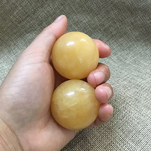 LABDIP raccolta domiciliare 1Pair 50mm Giada Naturale Baoding Palla Fitness Pallamano Sfera di Quarzo Rilassamento Polso della Mano Esercizio Massaggio Pietra decorazione della stanza (Color : Yellow Jade)