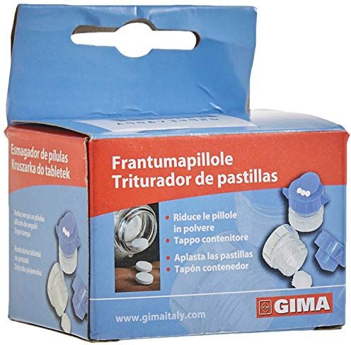 GIMA Frantumapillole Ultra, Frantuma Pillole Professionale e Domestico, con Portapillole incorporato, per Anziani e Bambini, adatto anche per Animali Domestici, scatola da 1 pz