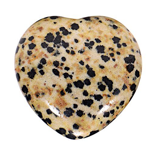 Morella Portafortuna a forma di cuore gemma pietre preziose Diaspro dalmata 3 cm in un sacchetto di velluto