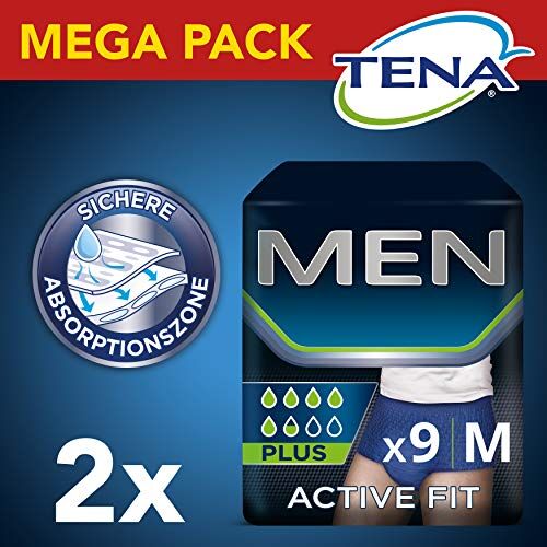 TENA Pantaloni da uomo Active Fit Plus, taglia M, confezione da 2 (2 x 2 pezzi)