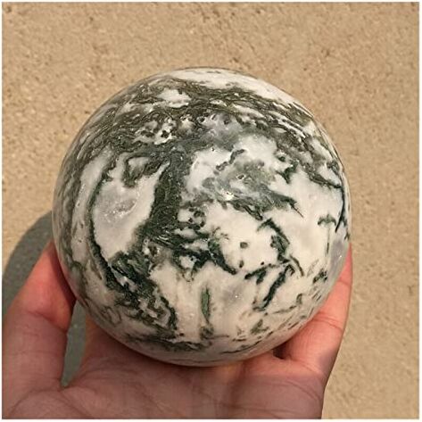 LABDIP decorazione della stanza Sfera di cristallo Bella agata muschiata naturale Sfera di cristallo Erba marina Agata Pietra Quarzo Gemma Palla mento Casa Feng Shui Miglioramento (Size : 900-1000g)