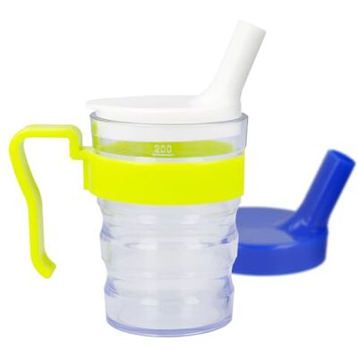 First Aid Only Bicchiere con beccuccio, 2 beccucci per liquidi e pappe, impugnatura rimovibile, adatto per forno a microonde, 200 ml, First Aid Only Bicchiere con beccuccio, 2 beccucci per liquidi e pappe, impugnatura rimovibile, adatto per forno a microonde, 200 ml,