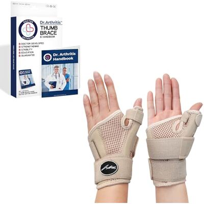 Dr. Arthritis Tutore Pollice Destro e Sinistro Ideato da Medici Specialisti – Tutore Polso e Pollice con 2 Stecche di Supporto Integrate – Sollievo in Caso di Artrosi o Tendinite (1 Paio, Beige) Dr. Arthritis Tutore Pollice Destro e Sinistro Ideato da Medici Specialisti – Tutore Polso e Pollice con 2 Stecche di Supporto Integrate – Sollievo in Caso di Artrosi o Tendinite (1 Paio, Beige)