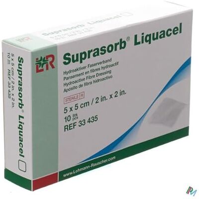 Lohmann & Rauscher Suprasorb Liquacel Confezione da 10 medicazioni in fibra idroattiva, 5 x 5 cm Lohmann & Rauscher Suprasorb Liquacel Confezione da 10 medicazioni in fibra idroattiva, 5 x 5 cm