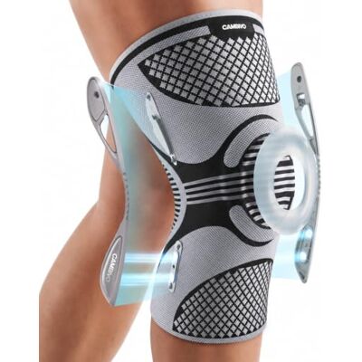 CAMBIVO Ginocchiera Ortopedica con Supporti Rimovibili Stabilizzatori Laterali Magnetici, Cuscinetto in Gel Rotuleo, Tutore Ginocchio a Compressione, Antiscivolo, per Sport, Palestra, Corsa e Recupero CAMBIVO Ginocchiera Ortopedica con Supporti Rimovibili Stabilizzatori Laterali Magnetici, Cuscinetto in Gel Rotuleo, Tutore Ginocchio a Compressione, Antiscivolo, per Sport, Palestra, Corsa e Recupero