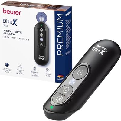 Beurer BiteX Max Dopopuntura per Punture di Insetti con Superficie Riscaldante Estesa, Trattamento Termico contro Prurito e Gonfiore, Batteria Ricaricabile USB-C, con Luce Integrata Beurer BiteX Max Dopopuntura per Punture di Insetti con Superficie Riscaldante Estesa, Trattamento Termico contro Prurito e Gonfiore, Batteria Ricaricabile USB-C, con Luce Integrata