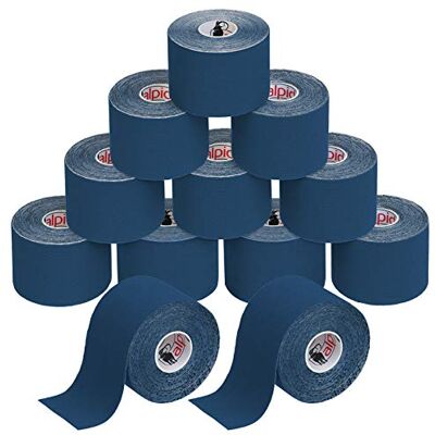 ALPIDEX Nastro Kinesiologico Blu Scuro 12 Rotoli 5m x 5cm Tape Sportivo Taping, cerotto, elastico, impermeabile, cotone, muscolare, ginocchio, caviglia, spalla, schiena, polso, gomito, viso, collo ALPIDEX Nastro Kinesiologico Blu Scuro 12 Rotoli 5m x 5cm Tape Sportivo Taping, cerotto, elastico, impermeabile, cotone, muscolare, ginocchio, caviglia, spalla, schiena, polso, gomito, viso, collo