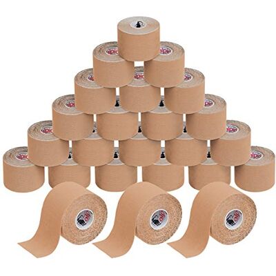 ALPIDEX Nastro Kinesiologico Color Carne 24 Rotoli 5m x 5cm Tape Sportivo Taping, cerotto, elastico, impermeabile, cotone, muscolare, ginocchio, caviglia, spalla, schiena, polso, gomito, viso, collo ALPIDEX Nastro Kinesiologico Color Carne 24 Rotoli 5m x 5cm Tape Sportivo Taping, cerotto, elastico, impermeabile, cotone, muscolare, ginocchio, caviglia, spalla, schiena, polso, gomito, viso, collo