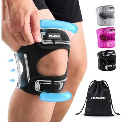 CAMBIVO Tutore Ginocchio con Doppio Cuscinetto in Gel e Stabilizzatori Laterali Ginocchiera Ortopedica Regolabile, Ginocchiera Rotulea con 4 Cinghie, Foro Rotuleo Aperto, per Sport e Uso Quotidiano CAMBIVO Tutore Ginocchio con Doppio Cuscinetto in Gel e Stabilizzatori Laterali Ginocchiera Ortopedica Regolabile, Ginocchiera Rotulea con 4 Cinghie, Foro Rotuleo Aperto, per Sport e Uso Quotidiano