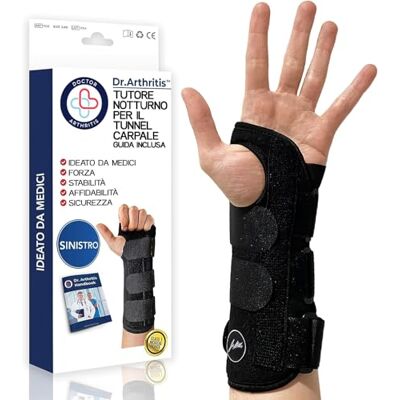 Dr. Arthritis Tutore Tunnel Carpale Sinistro Ideato da Medici – Tutore Polso Rigido per Alleviare Dolori e Sostenere l’Avambraccio – Con Stecca in Metallo e Chiusure a Strappo (Confezione Singola, Sinistro) Dr. Arthritis Tutore Tunnel Carpale Sinistro Ideato da Medici – Tutore Polso Rigido per Alleviare Dolori e Sostenere l’Avambraccio – Con Stecca in Metallo e Chiusure a Strappo (Confezione Singola, Sinistro)