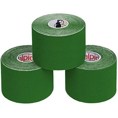 ALPIDEX Nastro Kinesiologico Verde 3 Rotoli 5m x 5cm Tape Sportivo Taping, cerotto, elastico, impermeabile, cotone, muscolare, ginocchio, caviglia, spalla, schiena, polso, gomito, viso, collo ALPIDEX Nastro Kinesiologico Verde 3 Rotoli 5m x 5cm Tape Sportivo Taping, cerotto, elastico, impermeabile, cotone, muscolare, ginocchio, caviglia, spalla, schiena, polso, gomito, viso, collo