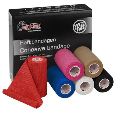 ALPIDEX 6 Rotoli Benda Autoadesiva Elastica 10 cm x 4,5 m Colorato Vet Wrap, Delicata sulla Pelle, Senza Lattice, Impermeabile, Traspirante, Cavallo, Cane, Gatto, Sport, Fasciatura, Fissaggio ALPIDEX 6 Rotoli Benda Autoadesiva Elastica 10 cm x 4,5 m Colorato Vet Wrap, Delicata sulla Pelle, Senza Lattice, Impermeabile, Traspirante, Cavallo, Cane, Gatto, Sport, Fasciatura, Fissaggio