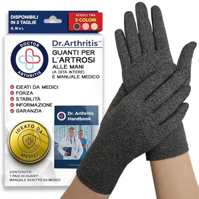 Dr. Arthritis Tutore Tunnel Carpale a Compressione Ideato da Medici – Guanti per Artrosi alle Mani – Tutore Mano Destra e Sinistra per Alleviare Intorpidimento, Gonfiore e Infiammazioni (Grigio, 1 Paio, Taglia S) Dr. Arthritis Tutore Tunnel Carpale a Compressione Ideato da Medici – Guanti per Artrosi alle Mani – Tutore Mano Destra e Sinistra per Alleviare Intorpidimento, Gonfiore e Infiammazioni (Grigio, 1 Paio, Taglia S)