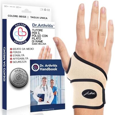 Dr. Arthritis Tutore Polso con Rivestimento in Rame Ideato da Medici – Tutore Polso Sinistro e Destro per Tunnel Carpale – Fascia di Supporto con Chiusura a Strappo (Taglia Unica, Confezione Singola, Beige) Dr. Arthritis Tutore Polso con Rivestimento in Rame Ideato da Medici – Tutore Polso Sinistro e Destro per Tunnel Carpale – Fascia di Supporto con Chiusura a Strappo (Taglia Unica, Confezione Singola, Beige)