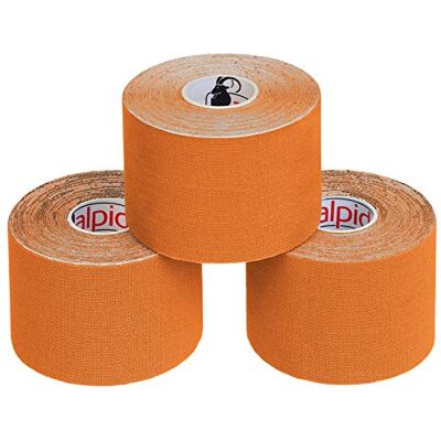 ALPIDEX Nastro Kinesiologico Arancione 3 Rotoli 5m x 5cm Tape Sportivo Taping, cerotto, elastico, impermeabile, cotone, muscolare, ginocchio, caviglia, spalla, schiena, polso, gomito, viso, collo ALPIDEX Nastro Kinesiologico Arancione 3 Rotoli 5m x 5cm Tape Sportivo Taping, cerotto, elastico, impermeabile, cotone, muscolare, ginocchio, caviglia, spalla, schiena, polso, gomito, viso, collo