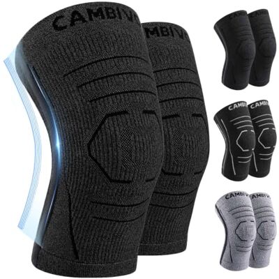CAMBIVO Ginocchiere Elastiche Leggere 2Pezzi con Stabilizzatori Laterali Flessibili Tutore Ginocchio con Maglia 3D Traspirante, Senza Silicone, Supporto Morbido per Camminata Corsa Palestra Sportivo CAMBIVO Ginocchiere Elastiche Leggere 2Pezzi con Stabilizzatori Laterali Flessibili Tutore Ginocchio con Maglia 3D Traspirante, Senza Silicone, Supporto Morbido per Camminata Corsa Palestra Sportivo