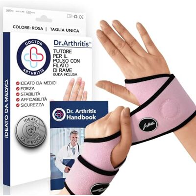 Dr. Arthritis Tutore Polso con Rivestimento in Rame Ideato da Medici – Tutore Polso Sinistro e Destro per Tunnel Carpale – Fascia di Supporto con Chiusura a Strappo (Rosa, Confezione da 2, Taglia Unica) Dr. Arthritis Tutore Polso con Rivestimento in Rame Ideato da Medici – Tutore Polso Sinistro e Destro per Tunnel Carpale – Fascia di Supporto con Chiusura a Strappo (Rosa, Confezione da 2, Taglia Unica)