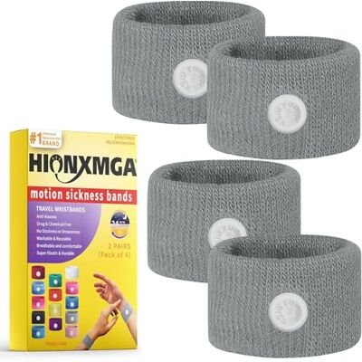 HIONXMGA Braccialetti contro la cinetosi Morning & Motion Sickness Relief – Ideale per auto, crociera e viaggi in volo – per adulti e bambini HIONXMGA Braccialetti contro la cinetosi Morning & Motion Sickness Relief – Ideale per auto, crociera e viaggi in volo – per adulti e bambini