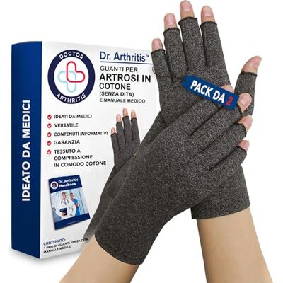 Dr. Arthritis Guanti per Artrosi alle Mani Ideati da Medici – Tutore Tunnel Carpale per Alleviare Intorpidimento, Gonfiore e Infiammazioni – Guanti a Compressione e Senza Dita in Cotone (2 Paia, Taglia XL) Dr. Arthritis Guanti per Artrosi alle Mani Ideati da Medici – Tutore Tunnel Carpale per Alleviare Intorpidimento, Gonfiore e Infiammazioni – Guanti a Compressione e Senza Dita in Cotone (2 Paia, Taglia XL)
