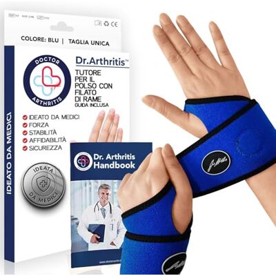 Dr. Arthritis Tutore Polso con Rivestimento in Rame Ideato da Medici – Tutore Polso Sinistro e Destro per Tunnel Carpale – Fascia di Supporto con Chiusura a Strappo (Taglia Unica, Confezione da 2, Blu) Dr. Arthritis Tutore Polso con Rivestimento in Rame Ideato da Medici – Tutore Polso Sinistro e Destro per Tunnel Carpale – Fascia di Supporto con Chiusura a Strappo (Taglia Unica, Confezione da 2, Blu)