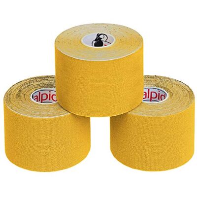 ALPIDEX Nastro Kinesiologico Giallo 3 Rotoli 5m x 5cm Tape Sportivo Taping, cerotto, elastico, impermeabile, cotone, muscolare, ginocchio, caviglia, spalla, schiena, polso, gomito, viso, collo ALPIDEX Nastro Kinesiologico Giallo 3 Rotoli 5m x 5cm Tape Sportivo Taping, cerotto, elastico, impermeabile, cotone, muscolare, ginocchio, caviglia, spalla, schiena, polso, gomito, viso, collo