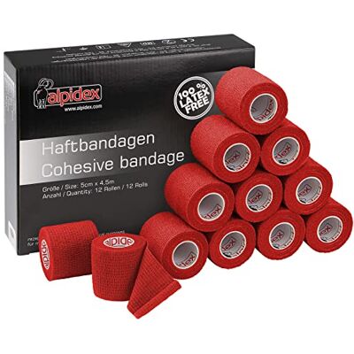 ALPIDEX 12 Rotoli Benda Autoadesiva Elastica 5 cm x 4,5 m Rosso Vet Wrap, Delicata sulla Pelle, Senza Lattice, Impermeabile, Traspirante, Cavallo, Cane, Gatto, Sport, Fasciatura, Fissaggio ALPIDEX 12 Rotoli Benda Autoadesiva Elastica 5 cm x 4,5 m Rosso Vet Wrap, Delicata sulla Pelle, Senza Lattice, Impermeabile, Traspirante, Cavallo, Cane, Gatto, Sport, Fasciatura, Fissaggio
