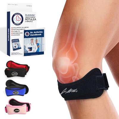 Dr. Arthritis Fascia Ginocchio Stabilizzante Rotulea, Cinturino Sottorotuleo Ortopedico per Menisco, Sport, Running e Allenamento, Nero, Confezione Singola Dr. Arthritis Fascia Ginocchio Stabilizzante Rotulea, Cinturino Sottorotuleo Ortopedico per Menisco, Sport, Running e Allenamento, Nero, Confezione Singola