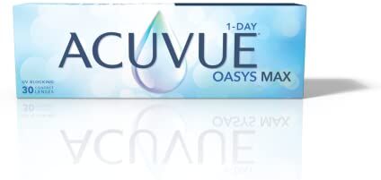 Acuvue Oasys Max 1-Day,lenti a contatto giornaliere,comfort tutto il giorno e visione nitida,filtrano la maggior parte della luce blu-viola* ;30 lenti,-1.00 diottrie,BC 8.5,DIA 14.30