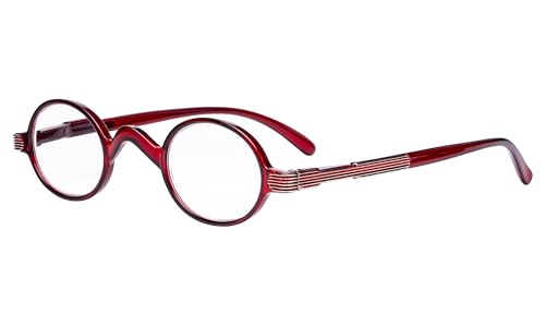Eyekepper occhiali da lettura d'epoca rotondi piccoli miniovali cardini a molla rosso+2.75