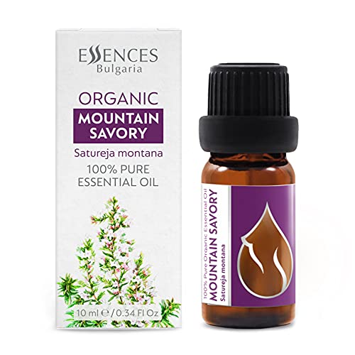 Essences Bulgaria Olio Essenziale di Santoreggia di Montagna Biologico 10ml   Satureja Montana   100% Puro e Naturale   Non Diluito   Grado Terapeutico   Fattoria a Conduzione Familiare   Non OGM