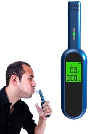 Anulely Etilometro portatile, etilometro digitale Tester per alcol ricaricabile ad alta precisione,Tester BAC senza contatto per etilometro a ricarica rapida per feste in spiaggia, barbecue