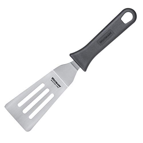 Westmark Spatola da grill professionale, Angolata, Flessibile, Con fessure, Dimensione lama: 6 x 10,5 cm, Lunghezza: 27,5 cm, Acciaio inox/Plastica, Master Line, Nero/Argento,