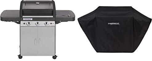 Campingaz 3 Series Classic L Plus Barbecue Grill a 3 Bruciatori con Fornello Laterale, Nero/Argento, 144 x 66 x 147 cm & BBQ ACCY Cover Copertura Barbecue, Resistente ad Acqua e intemperie, Black