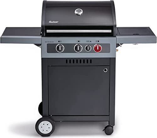 Enders Boston Black 3 KR Turbo Barbecue a Gas, Bbq a gas in Acciaio Inox a 3 Fuochi, Turbo Zone & Heat Range, Griglia a gas da Esterno, Giardino, Campeggio con Fornellino laterale, 30mbar #