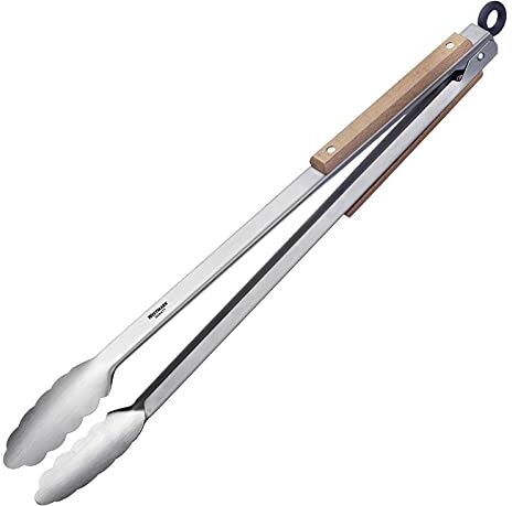 Westmark Pinza per Grigliare e Servire, Con Manici in Acciaio Inox e Impugnature Parzialmente in Legno, Lunghezza: 44 cm, Acciaio Inox/Legno, Classic Wood Maxi, Argento/Marrone,