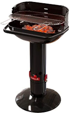 barbecook Loewy 55 Barbecue a Carbone con Protezione Antivento, Barbecue a carbonella con QuickStart e QuickStop, Regolabile in 3 Posizioni, Nero, griglia di 55 x 33 cm