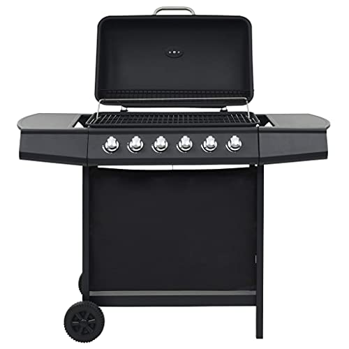 vidaXL Barbecue Griglia a Gas con 6 Fornelli Acciaio Nero Cucina per Esterni