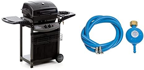 sochef Pi & ugrave;saporillo Barbecue, Sistema di Cottura a Pietra Lavica, Nero, 52x122x103 cm & Campingaz Regolatore Di Pressione Del Gas Accessorio Per Barbecue E Grill, 15 x 25 x 5 Cm