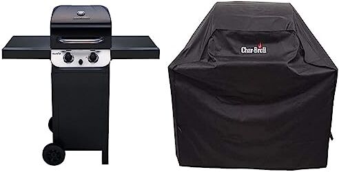 Char-Broil New Convective Series 210B Grill Barbecue a Gas a 2 Fuochi, Finitura Nera & 140384 Barbecue a gas con 2 brucatori, coperchio di protezione dagli agenti atmosferici