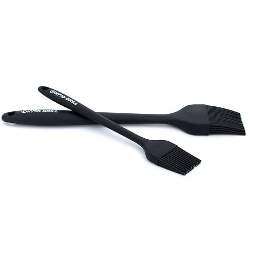 Kyto Set di 2 pennelli in silicone, nero o rosso, in silicone, 21 cm/26 cm, per grigliare, per cucinare, per grigliare, per barbecue, resistente al calore