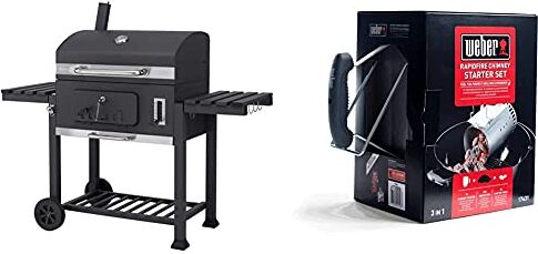 Tepro Toronto Xxl 2019 Carrello Per Barbecue, In Acciaio Inox, Colore: Antracite & Weber 17631 Kit Ciminiera Di Accensione + 2 Kg Di Bricchetti + 3 Cubetti Accensione