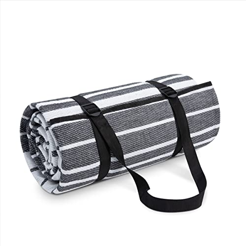 Paco Home Coperta Picnic Campeggio XXL Spiaggia Coperta Impermeabile Con Maniglia Leggera Compatta Portatile Isolante, Colore:Grau-Weiß 3, Dimensione:200x300cm