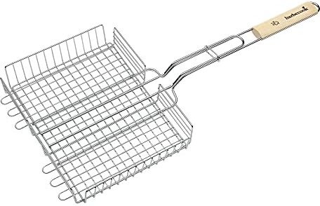 barbecook Cestello a Doppia Griglia FSC, Accessori Barbecue, Utensile per Barbecue, Griglia Barbecue per Carne e Verdure, Facile da Pulire, Argento