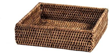 H&H cesto quadrato in rattan cm 21,5x6h