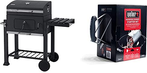 Tepro 1164 Toronto Click 2019 Barbecue A Carbone, Acciaio Inox, Antracite & Weber 17631 Kit Ciminiera Di Accensione + 2 Kg Di Bricchetti + 3 Cubetti Accensione