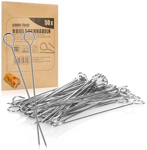 com-four ® 50x Aghi per Involtini in Acciaio Inossidabile Spiedini Lunghi 11 cm Spiedini Premium in un Set (050 pezzi ago)