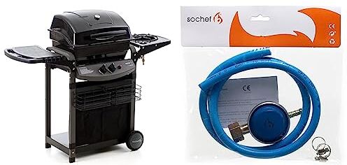 sochef Piùsaporillo Barbecue, Sistema di Cottura a Pietra Lavica, Nero, 52x122x103 cm & S03010201 Kit Regolatore