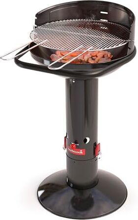 barbecook Loewy 50 Barbecue a Carbone con Protezione Antivento, Barbecue Rotondo con QuickStart e QuickStop, Regolabile in 3 Posizioni, Nero, griglia di Ø 47,5 cm